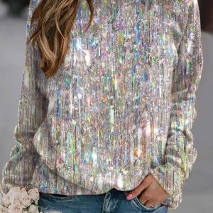 Casual Crew Neck Plain Sweatshirt